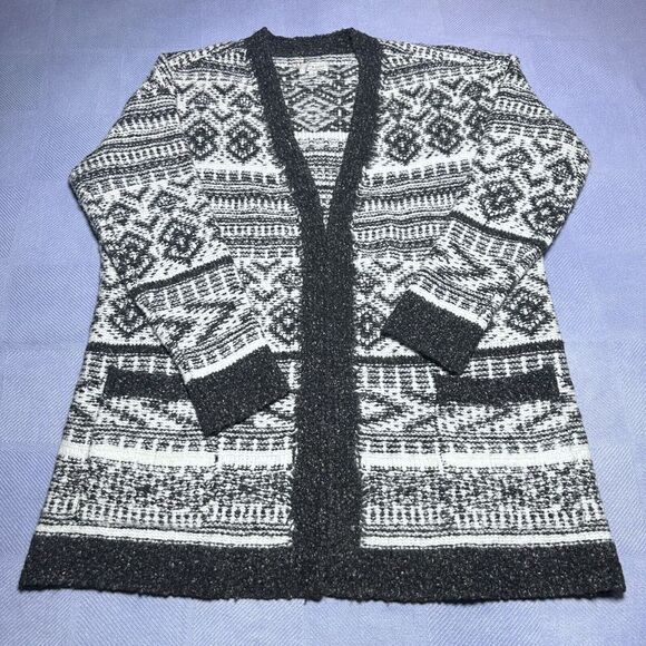 Lucky Brand Sweaters - Lucky Brand Float Jacquard Open Front Cardigan Sweater Women's Size Large